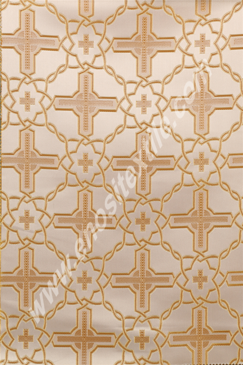 KL-007 White-Light Gold Brocade Fabrics